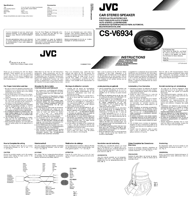 Image de la première page du manuel de l'appareil CS-V6934