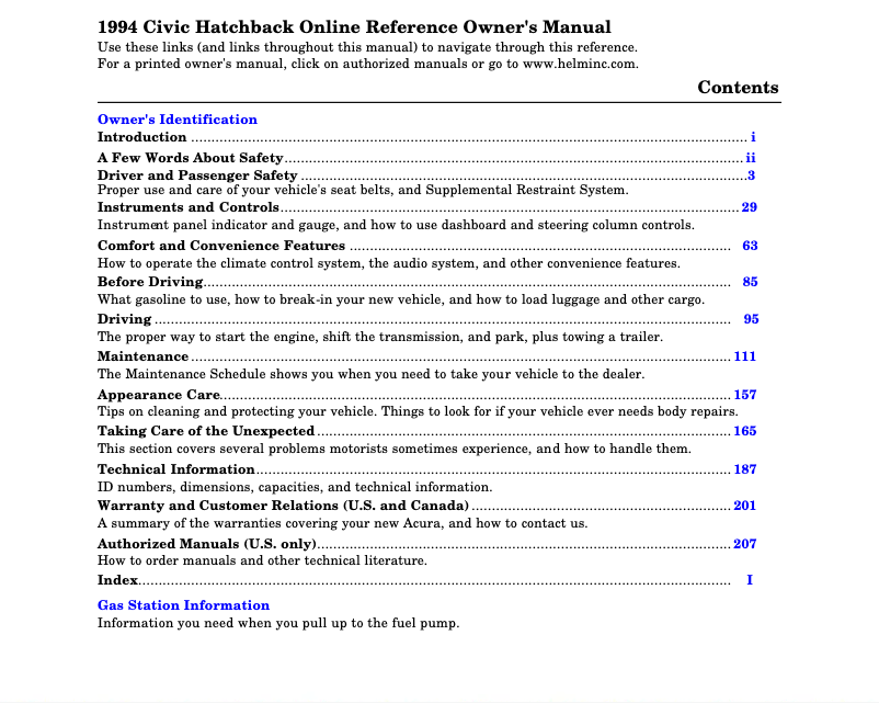 Page 1 de la notice Manuel utilisateur Honda Civic Coupe (1994)