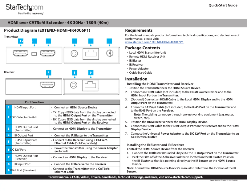 Image de la première page du manuel de l'appareil EXTEND-HDMI-4K40C6P1