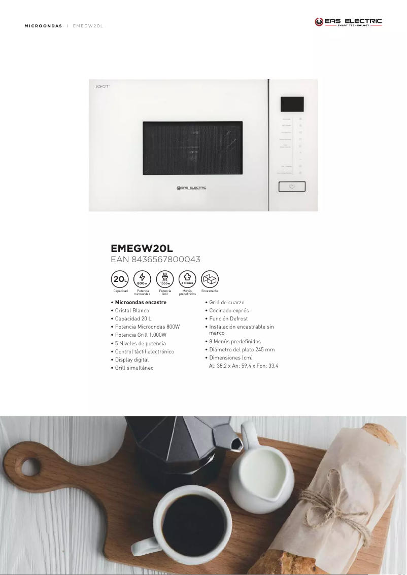 Page 1 de la notice Fiche technique EAS Electric EMEGW20L