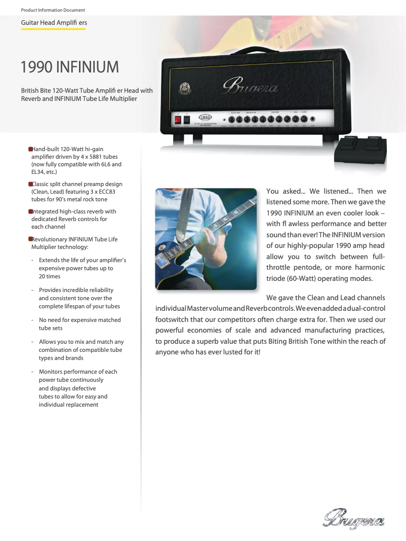 Page n°1 - Fiche technique Bugera 1990 Infinium