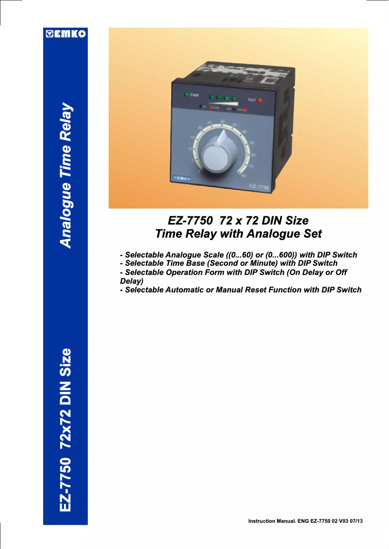 Page n°1 - Manuel utilisateur Emko EZ-7750