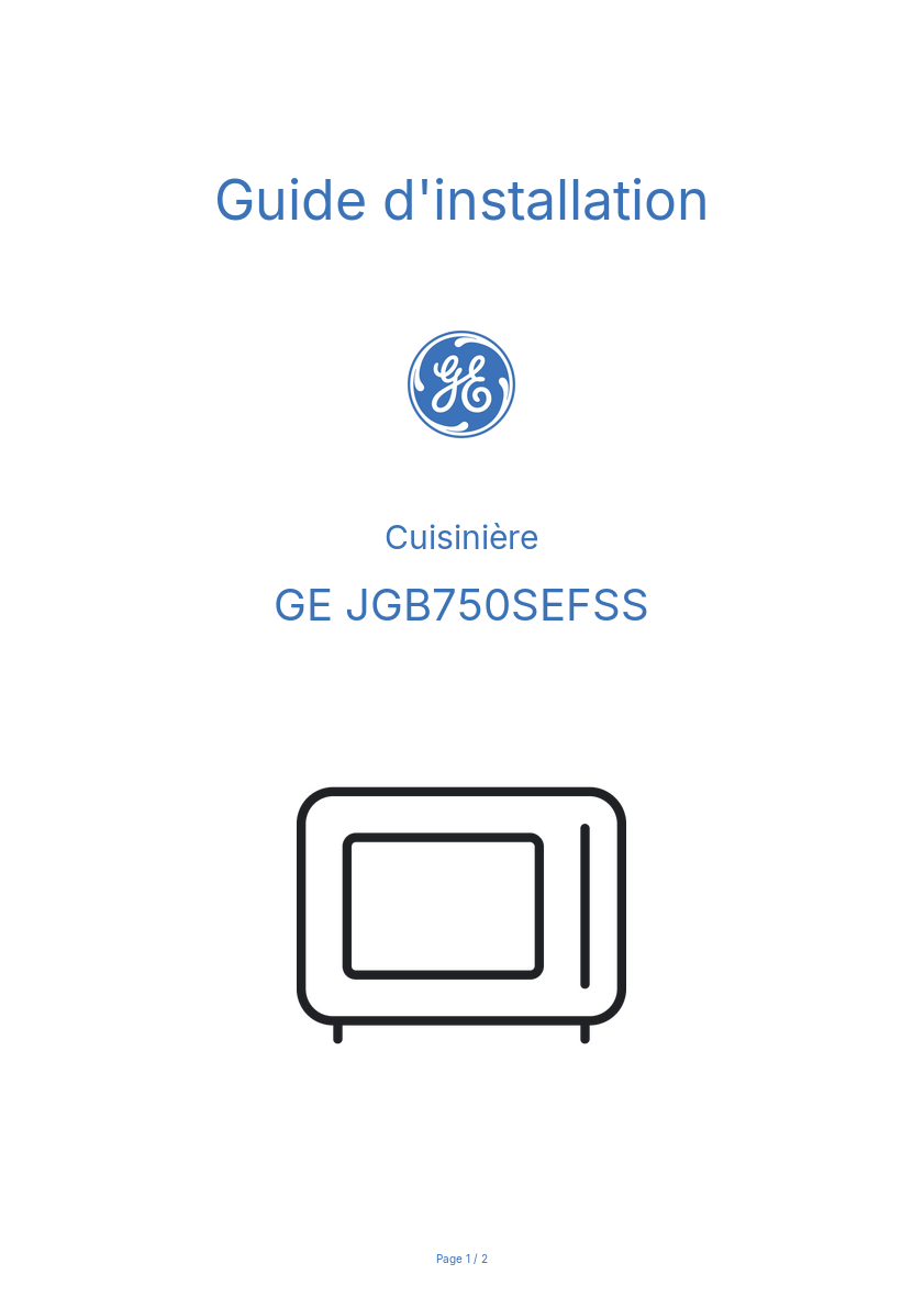 Image de la première page du manuel de l'appareil JGB750SEFSS
