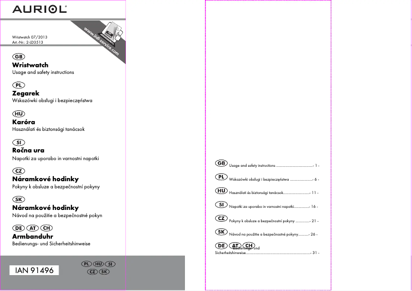 Página 1 del manual Manual de usuario Auriol IAN 91496