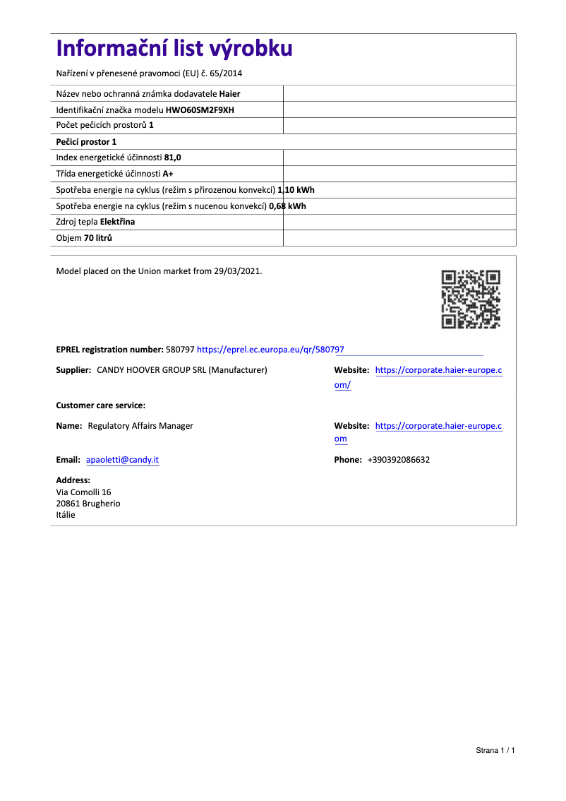 Image de la première page du manuel de l'appareil HWO60SM2F9XH