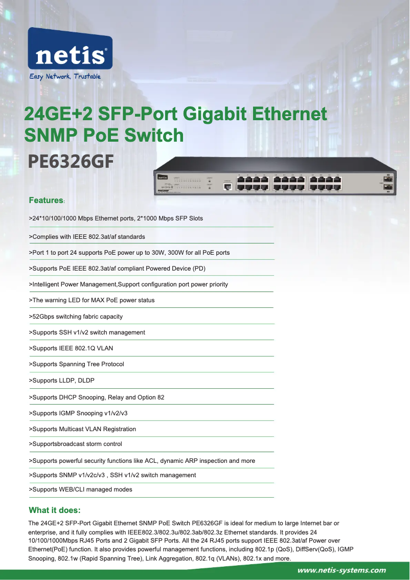 Page n°1 - Fiche technique Netis PE6326GF