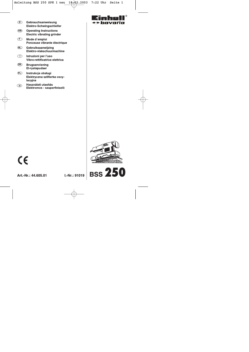 Image de la première page du manuel de l'appareil Bavaria BSS 250