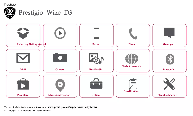 Page 1 de la notice Manuel utilisateur Prestigio Wize C3