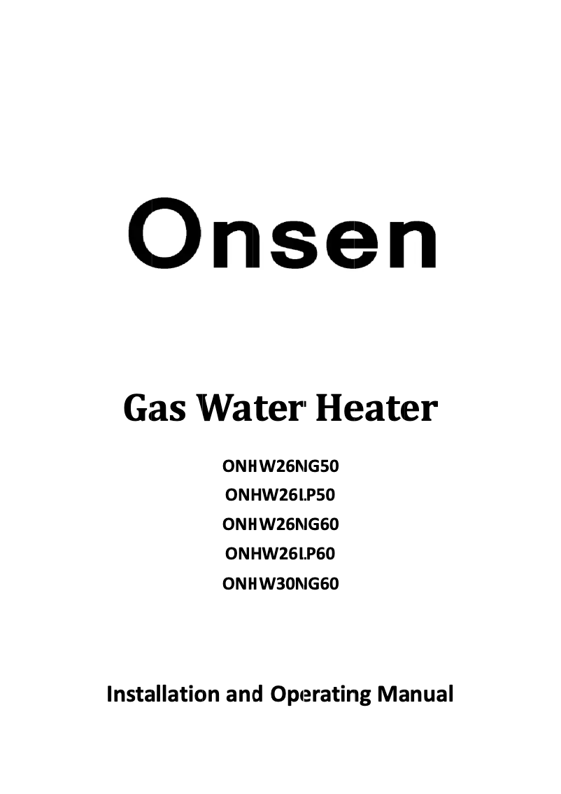 Page n°1 - Manuel utilisateur Onsen ONHW26LPG50