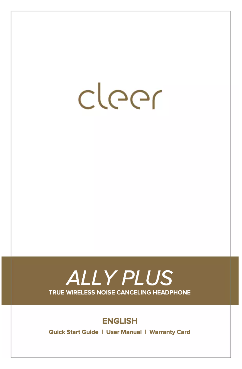 Page n°1 - Manuel utilisateur Cleer Ally Plus