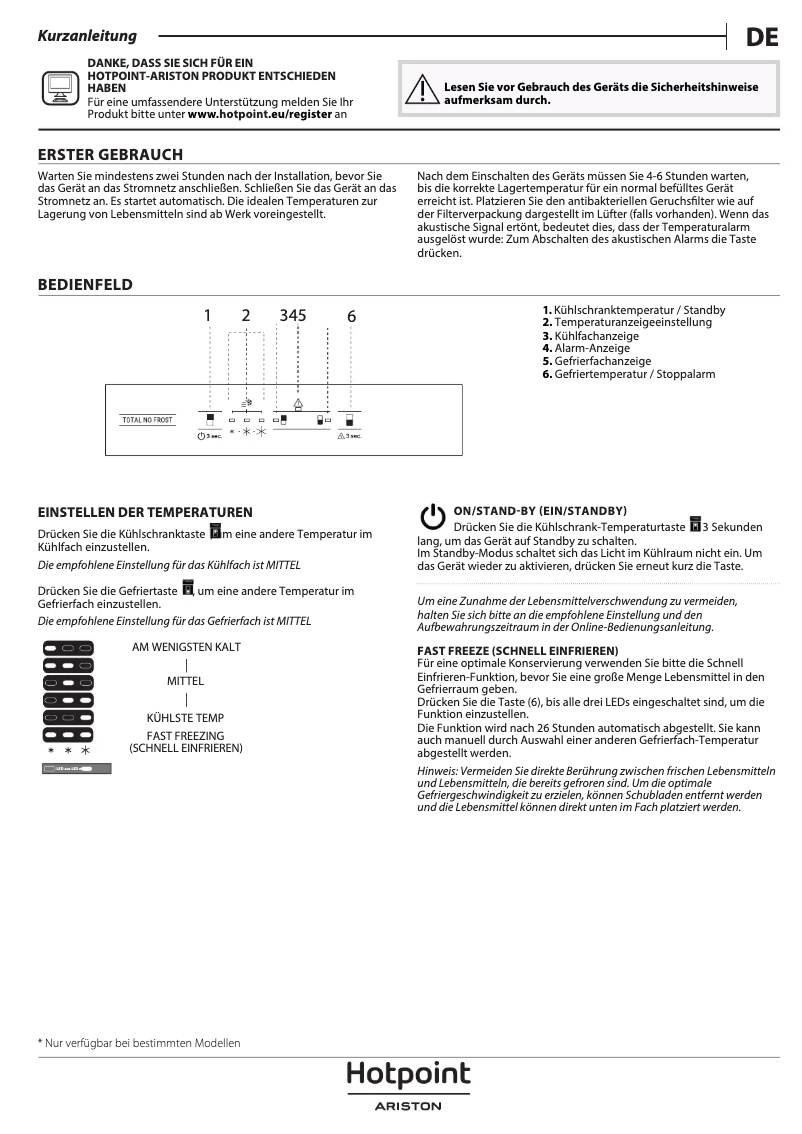 Page 1 de la notice Manuel utilisateur Hotpoint HA SP70 T121