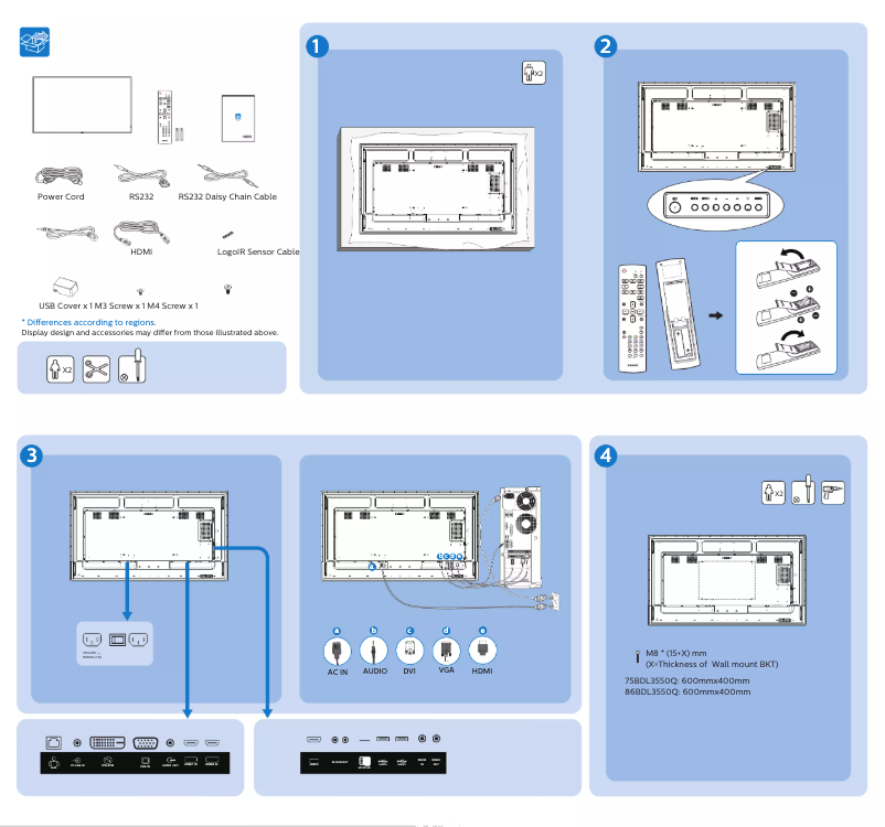 Page 1 de la notice Guide de démarrage rapide Philips 86BDL3550Q