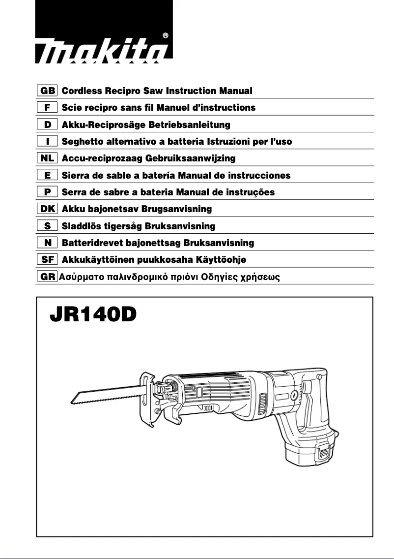 Page 1 de la notice Manuel utilisateur Makita JR140D