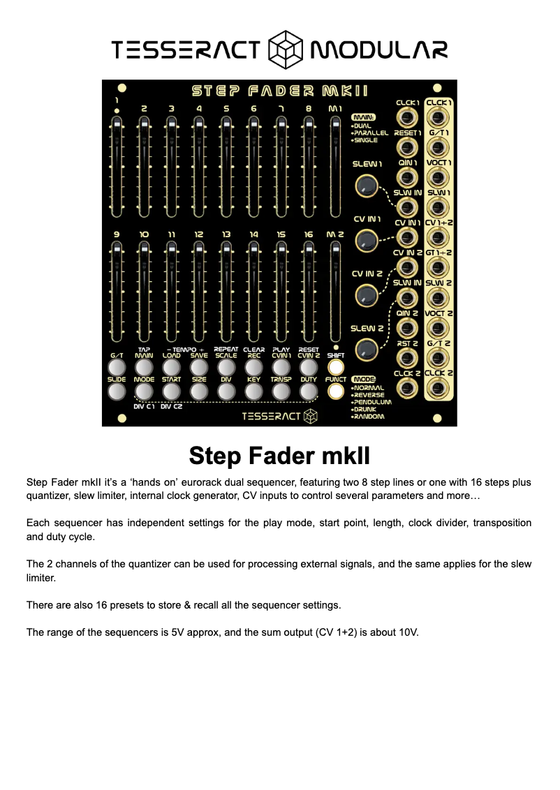 Página 1 del manual Manual de usuario Tesseract Modular Step Fader mkII