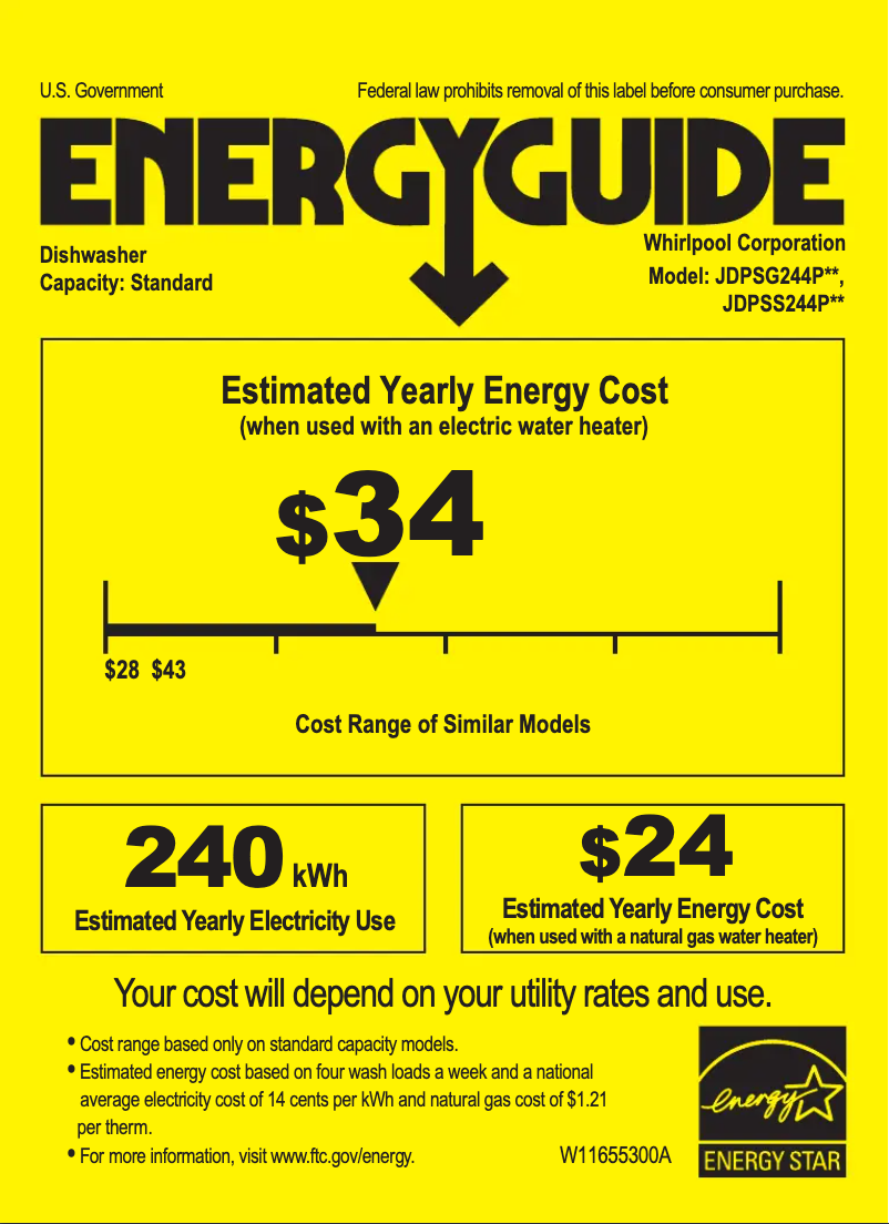 Page n°1 - Label énergétique JennAir JDPSS244PM