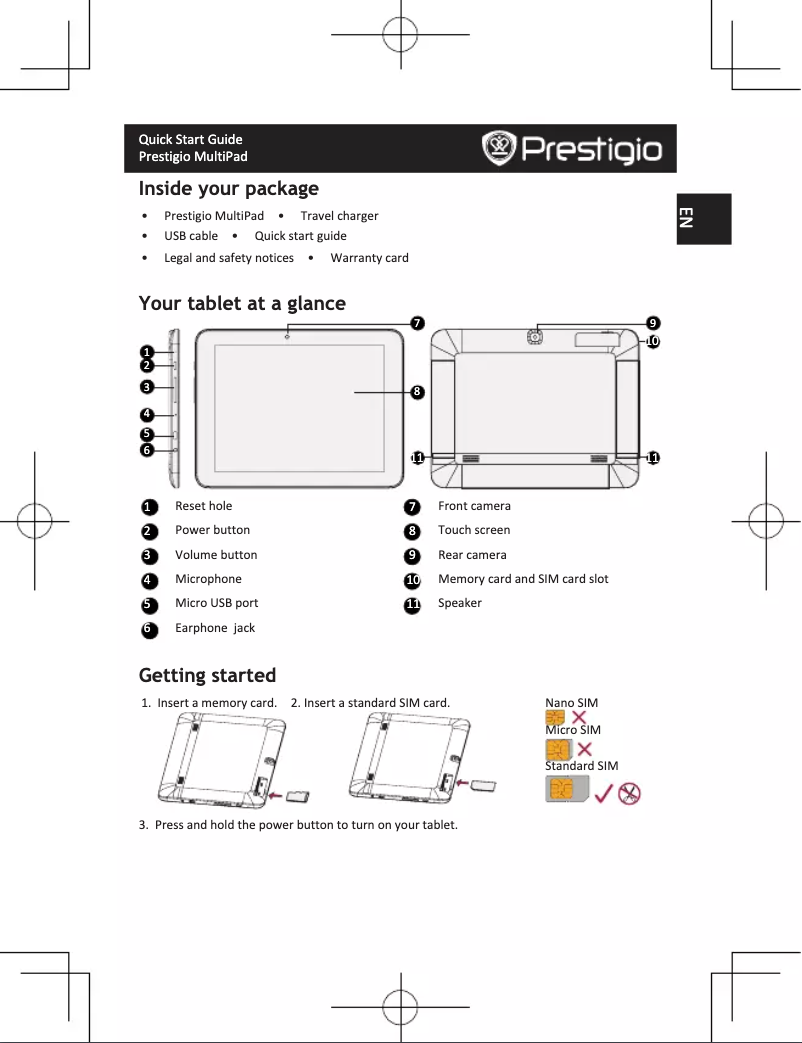 Page 1 of the manual User Manual Prestigio MultiPad Ranger 8.0