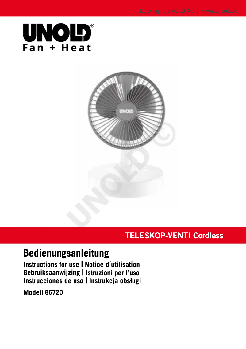 Page n°1 - Manuel utilisateur Unold Cordless 86720
