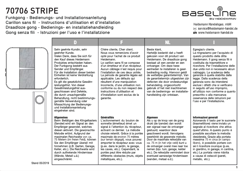 Image de la première page du manuel de l'appareil Stripe 70706