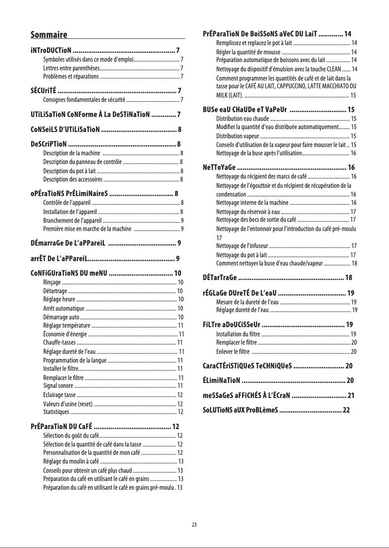 Image de la première page du manuel de l'appareil PrimaDonna S ECAM 26.455.B