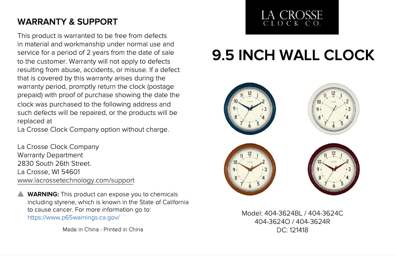 Page n°1 - Manuel utilisateur La Crosse Technology 404-3624M
