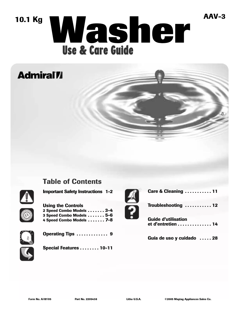 Image de la première page du manuel de l'appareil AAV8000AGW