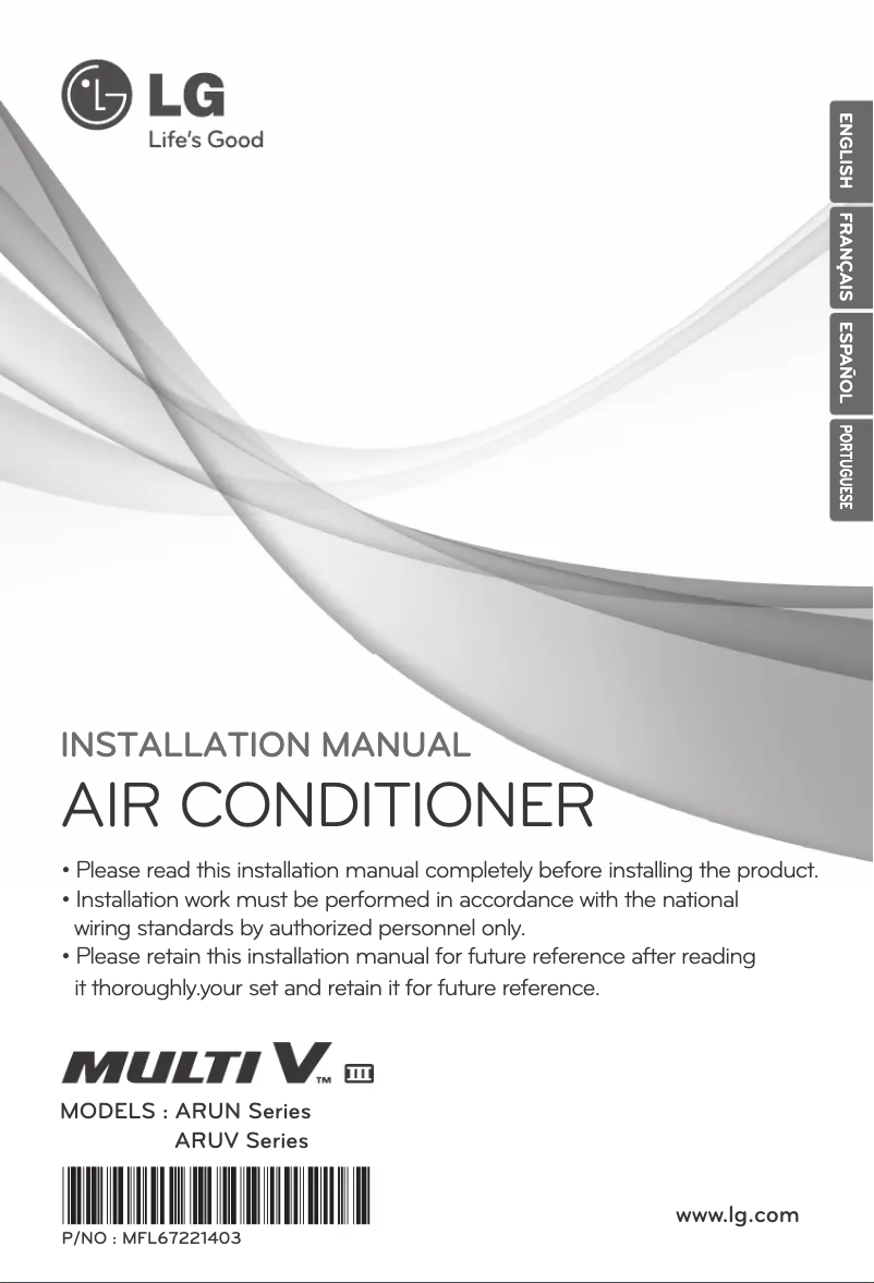 Page 1 de la notice Manuel utilisateur LG ARUN140BT3