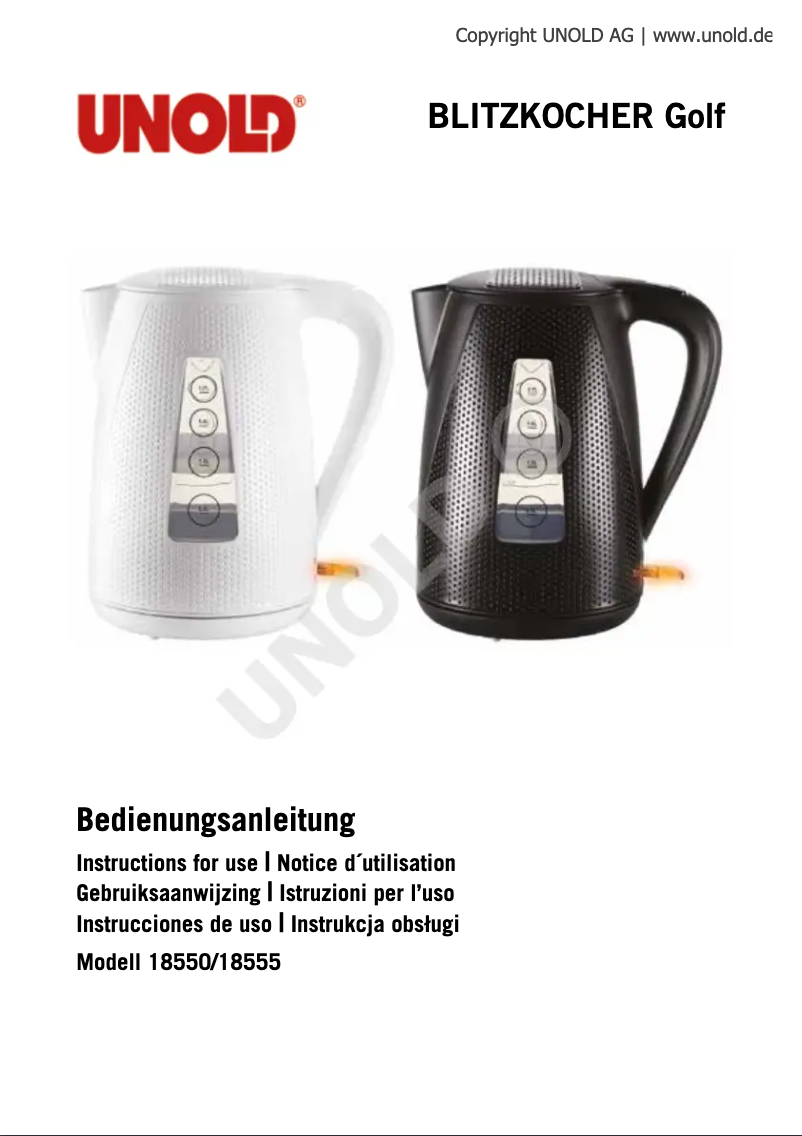 Page 1 de la notice Manuel utilisateur Unold Golf 18550