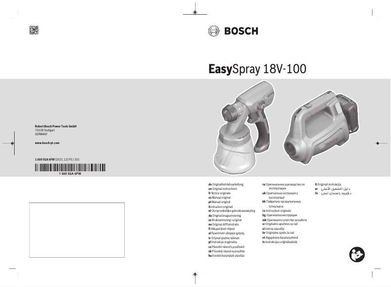 Page 1 de la notice Manuel utilisateur Bosch EasySpray 18V-100