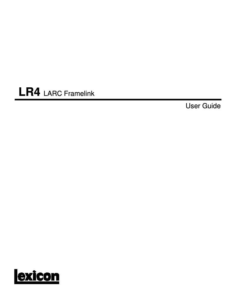 Page 1 de la notice Manuel utilisateur Lexicon LR4
