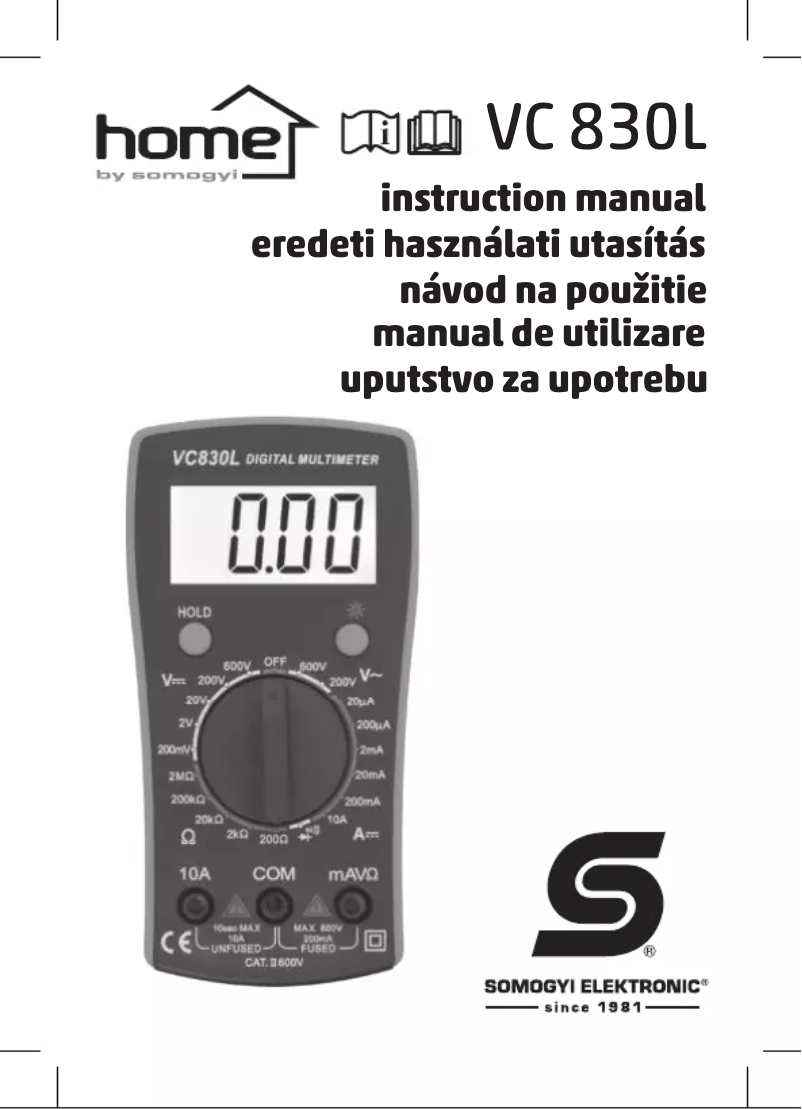 Page 1 de la notice Manuel utilisateur Somogyi VC 830L