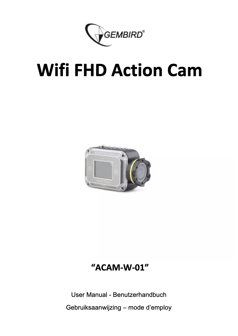 Page 1 de la notice Manuel utilisateur Gembird Action cam Full HD