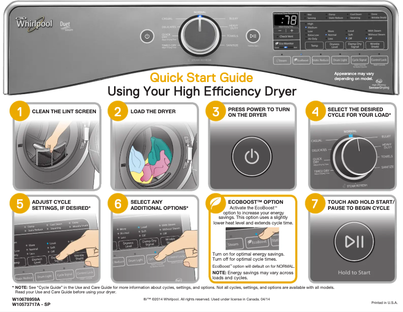 Page 1 de la notice Instructions / montage Whirlpool Duet WED97HEDC