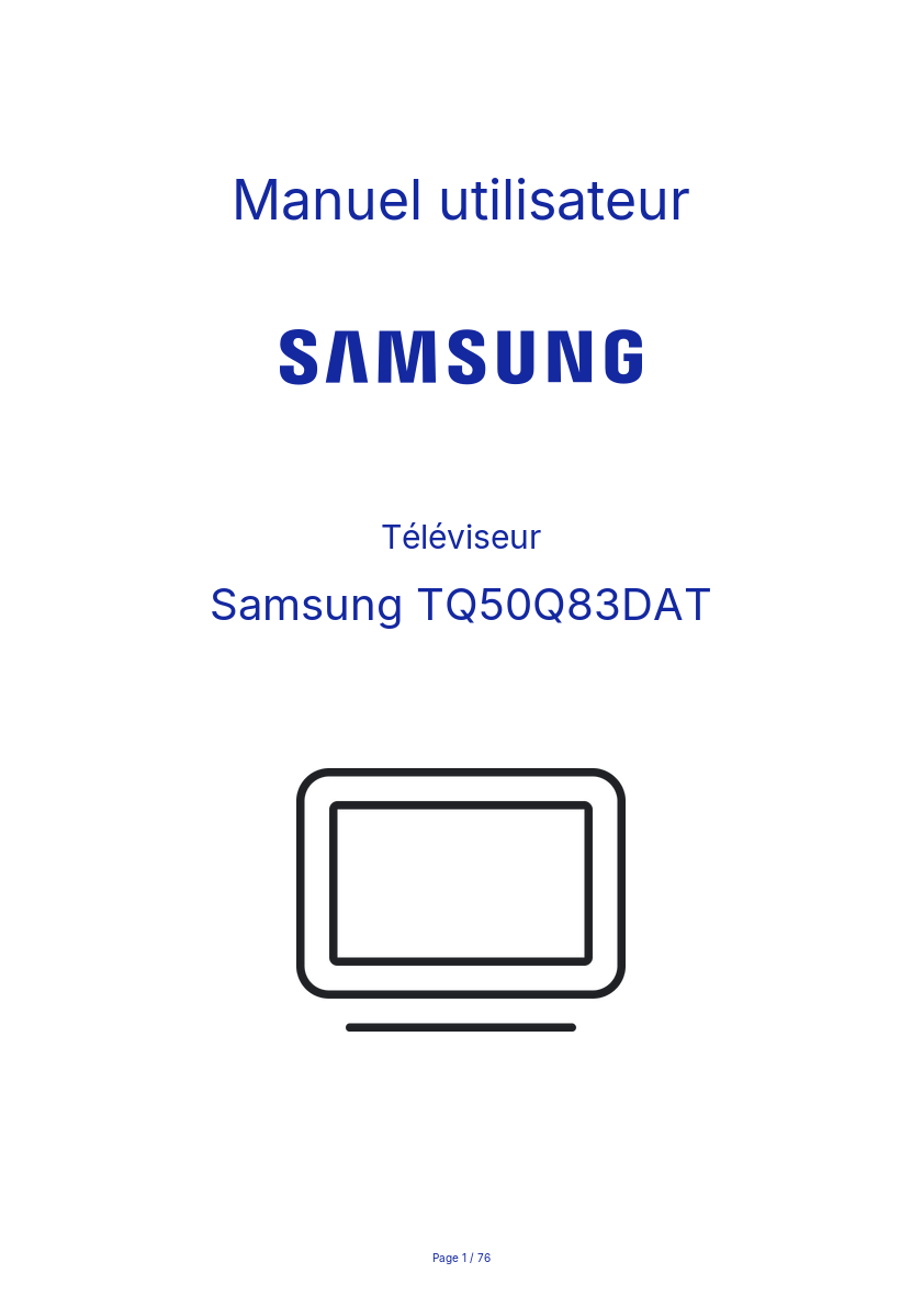 Page n°1 - Manuel utilisateur Samsung TQ50Q83DAT