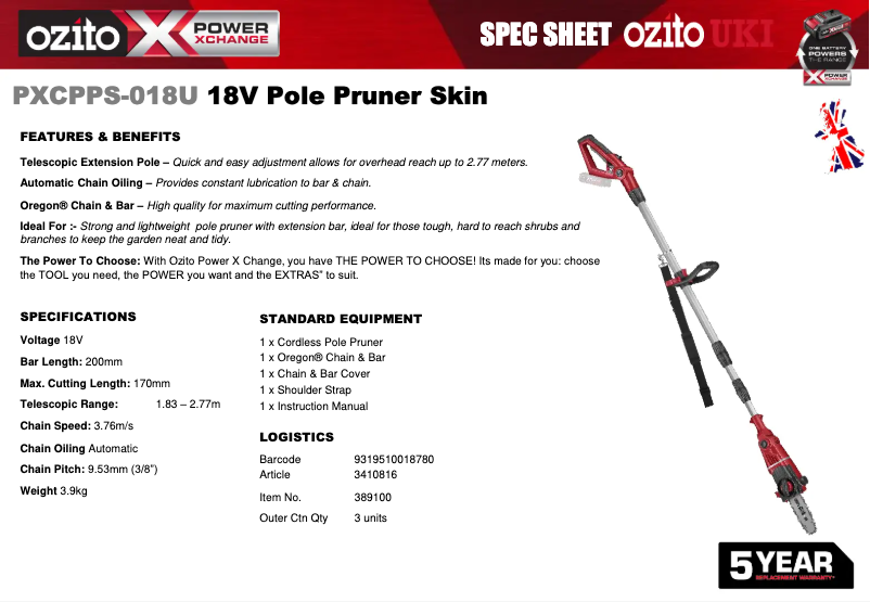 Image de la première page du manuel de l'appareil PXCPPS-018U