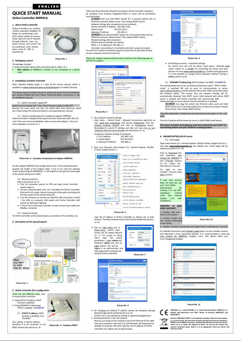 Image de la première page du manuel de l'appareil KKRP01A