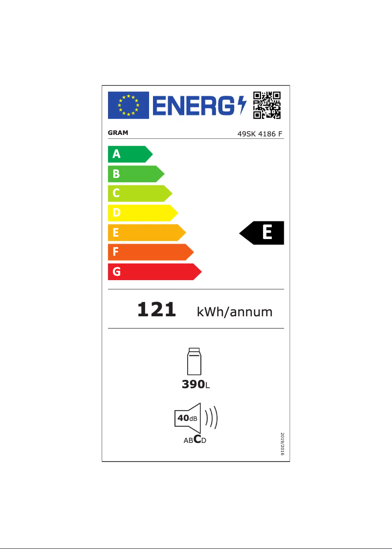 Page n°1 - Label énergétique Gram 49SK 4186 F