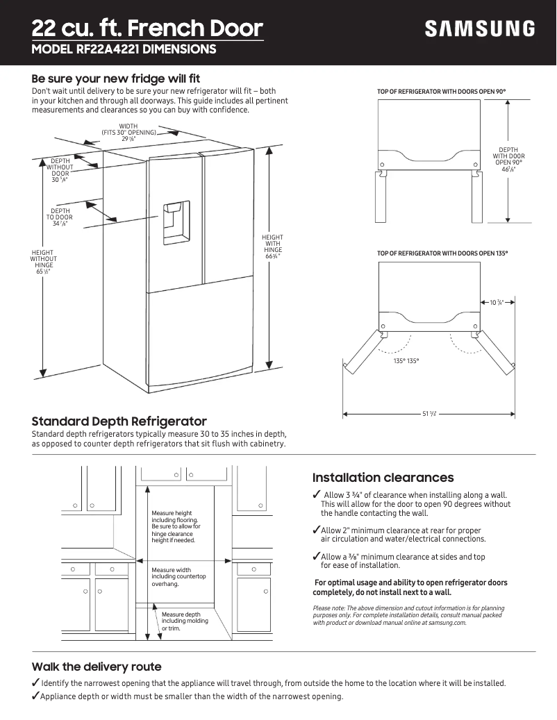 Page n°1 - Guide de mesure Samsung RF22A4221SG