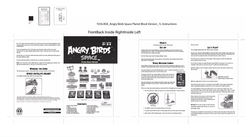 Page 1 of the manual User Manual Mattel Angry Birds Space Planet Block Version