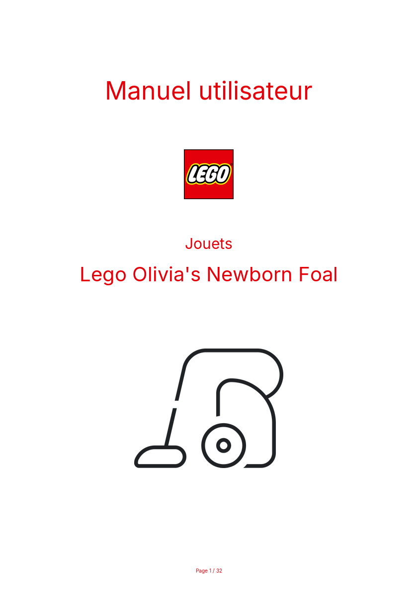 Page n°1 - Manuel utilisateur Lego Olivia's Newborn Foal