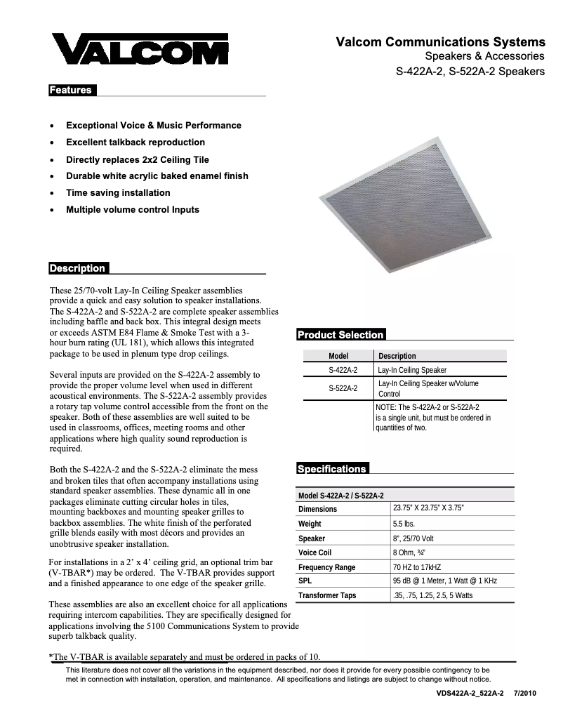 Página 1 del manual Manual de usuario Valcom S-522A-2