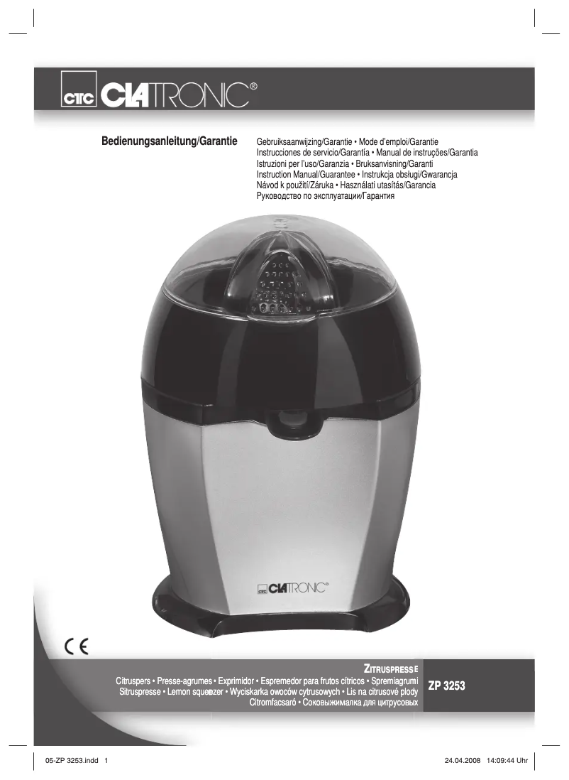 Page 1 de la notice Manuel utilisateur Clatronic ZP 3253