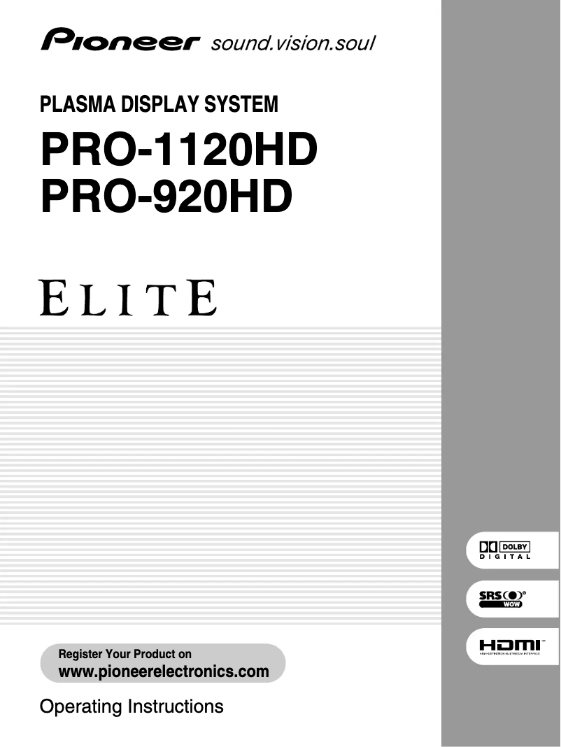Image de la première page du manuel de l'appareil PRO-1120HD