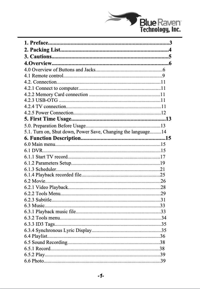 Page n°1 - Manuel utilisateur Blue Raven MediaMate