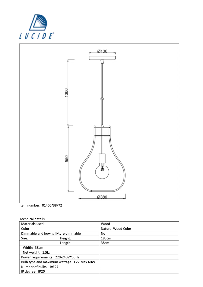 Page 1 de la notice Manuel utilisateur Lucide Bodo