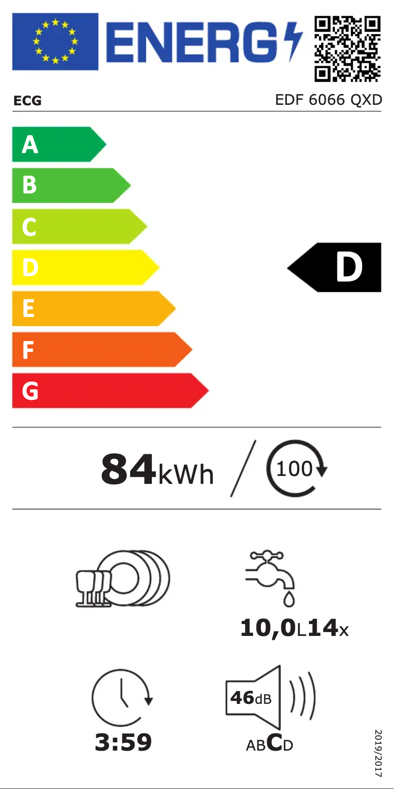 Page 1 de la notice Label énergétique ECG EDF 6066 QXD
