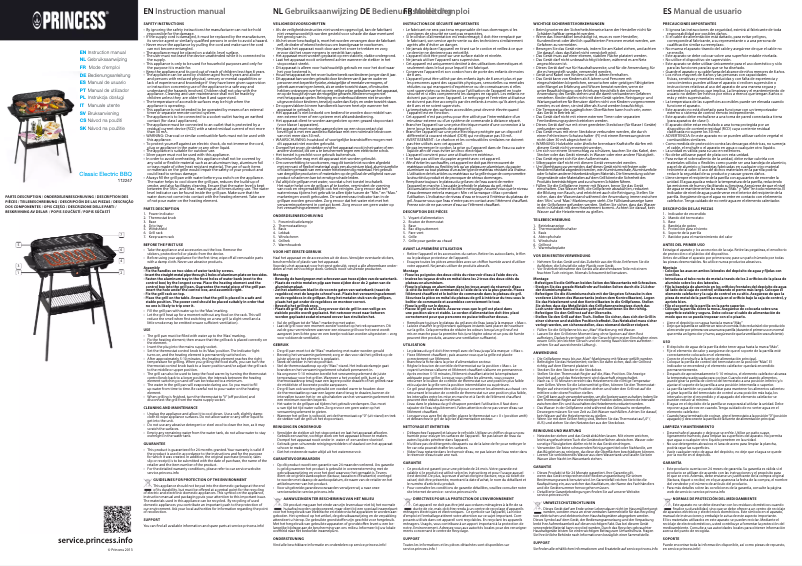 Page n°1 - Manuel utilisateur Princess Electric Table Top Grill 112248