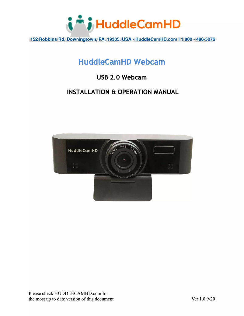 Page 1 de la notice Manuel utilisateur HuddleCamHD Webcam