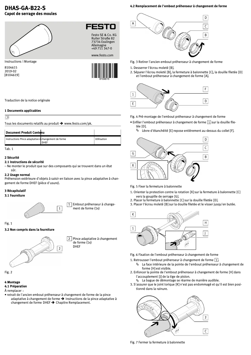 Page 1 de la notice Manuel utilisateur Festo DHAS-GA-B22-S
