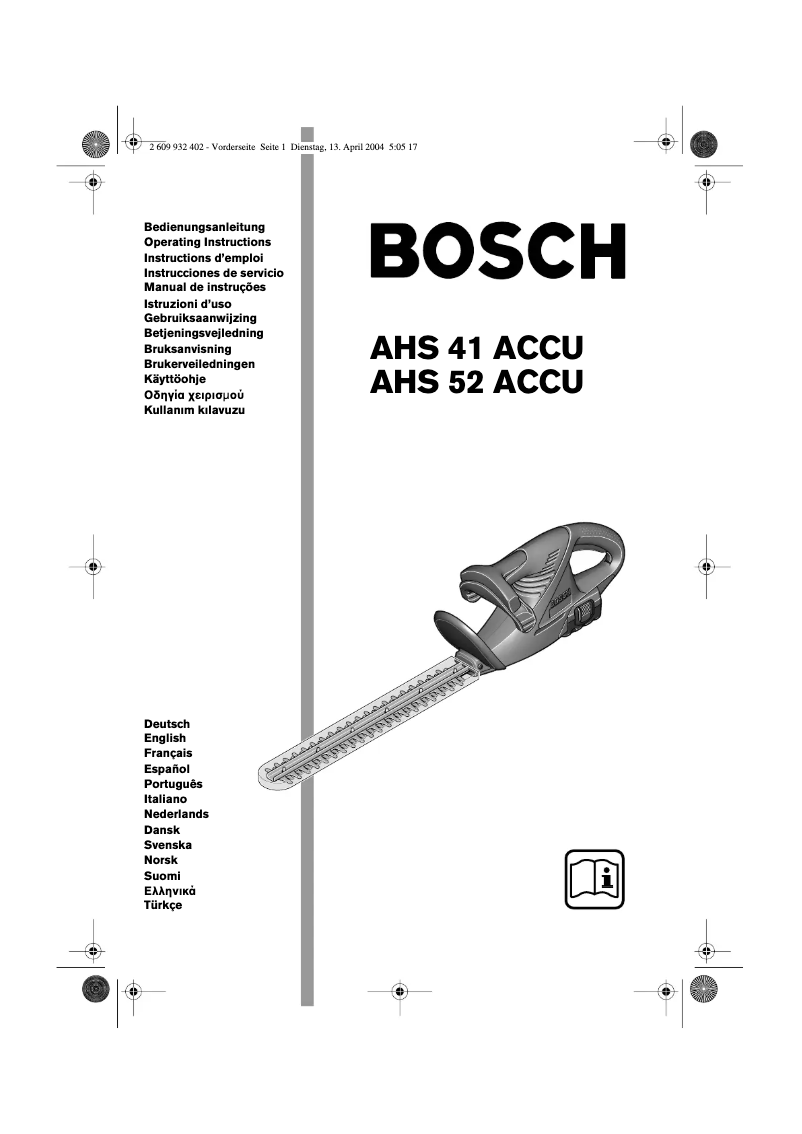 Page 1 de la notice Manuel utilisateur Bosch AHS 41
