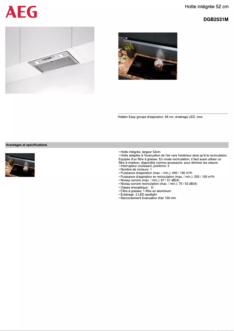 Página 1 del manual Ficha técnica AEG DGB2531M